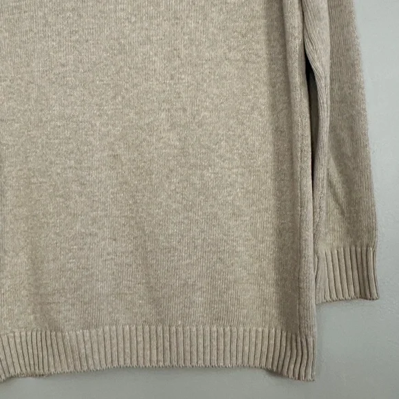 Brochu Walker women oatmeal crewneck knit pullover sweater with front left slit